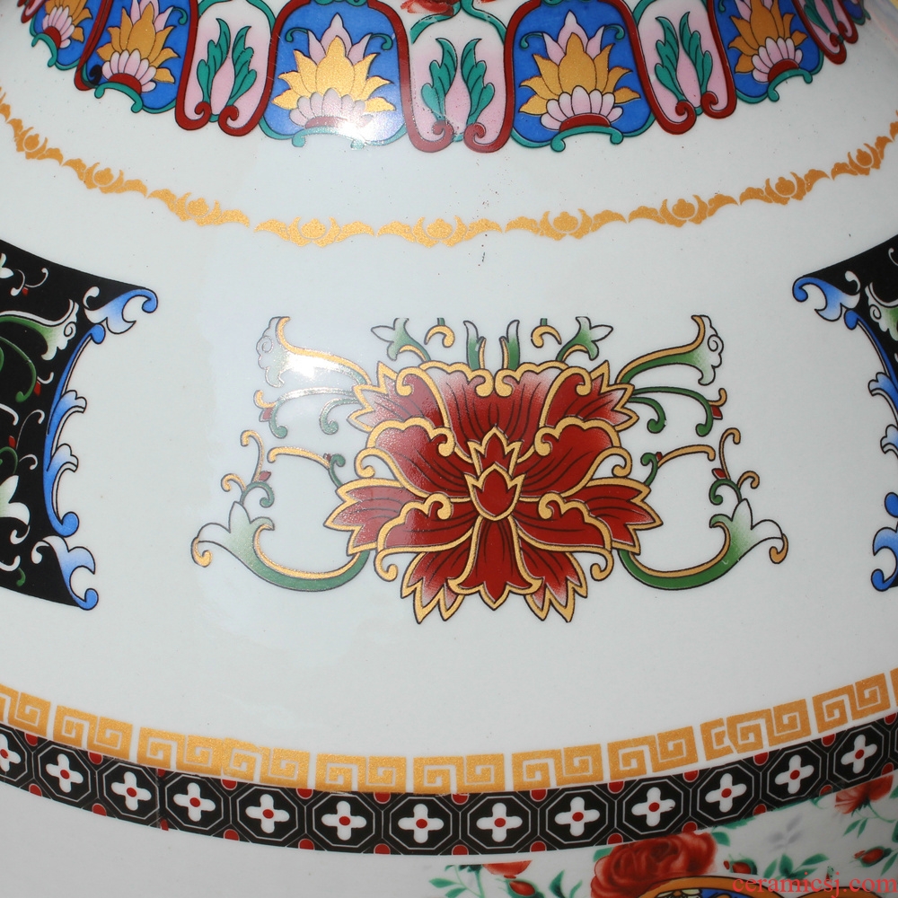 Jingdezhen ceramics powder enamel riches and honor peony flowers and birds landing big vase decorated sitting room adornment is placed in the Ming and the qing dynasties