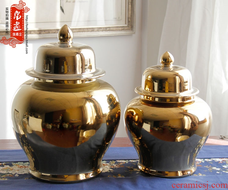 Jingdezhen porcelain vases, POTS manual gold - plated pot - bellied storage tank sitting room home decoration flower arranging furnishing articles