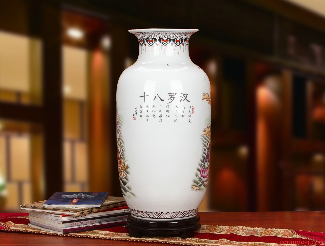 Jingdezhen ceramics 18 arhats idea gourd landing big vase classical Chinese style and traditional crafts