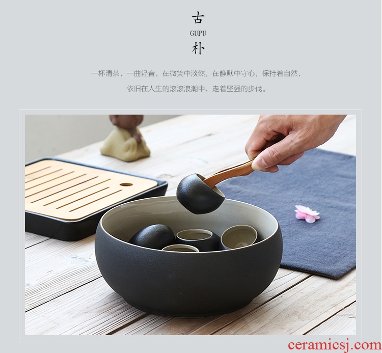 Chen xiang, black pottery tea wash to wash to the ceramic kung fu tea set large tea accessories cup writing brush washer water jar