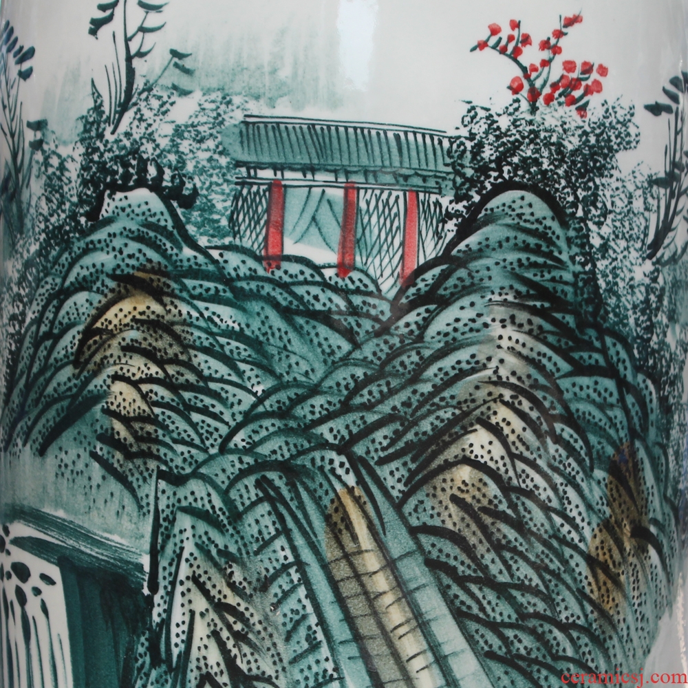 Jingdezhen ceramics hand draw freehand brushwork color ink landscape of large vases, hotel lobby decoration decoration furnishing articles