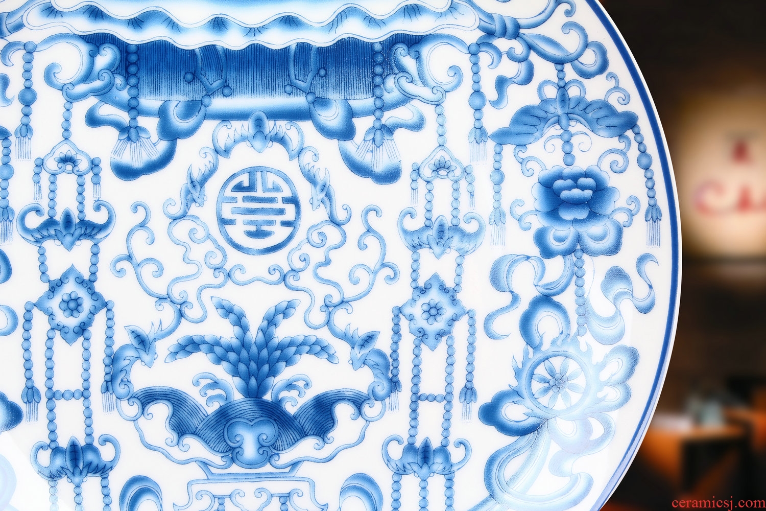 Jingdezhen blue and white ceramics sweet grain sit faceplate hang dish plate and the Ming and the qing dynasties classical household adornment furnishing articles