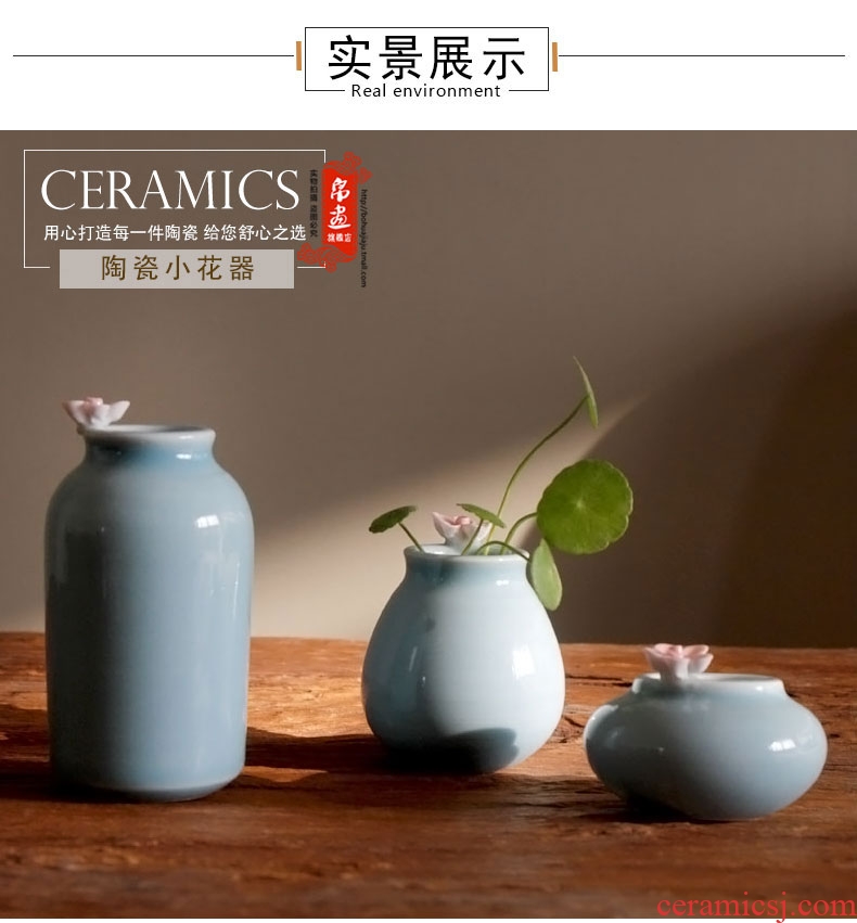 Jingdezhen ceramic creative floret bottle flower mini floral outraged Nordic home decoration copper flower pot grass in the plants