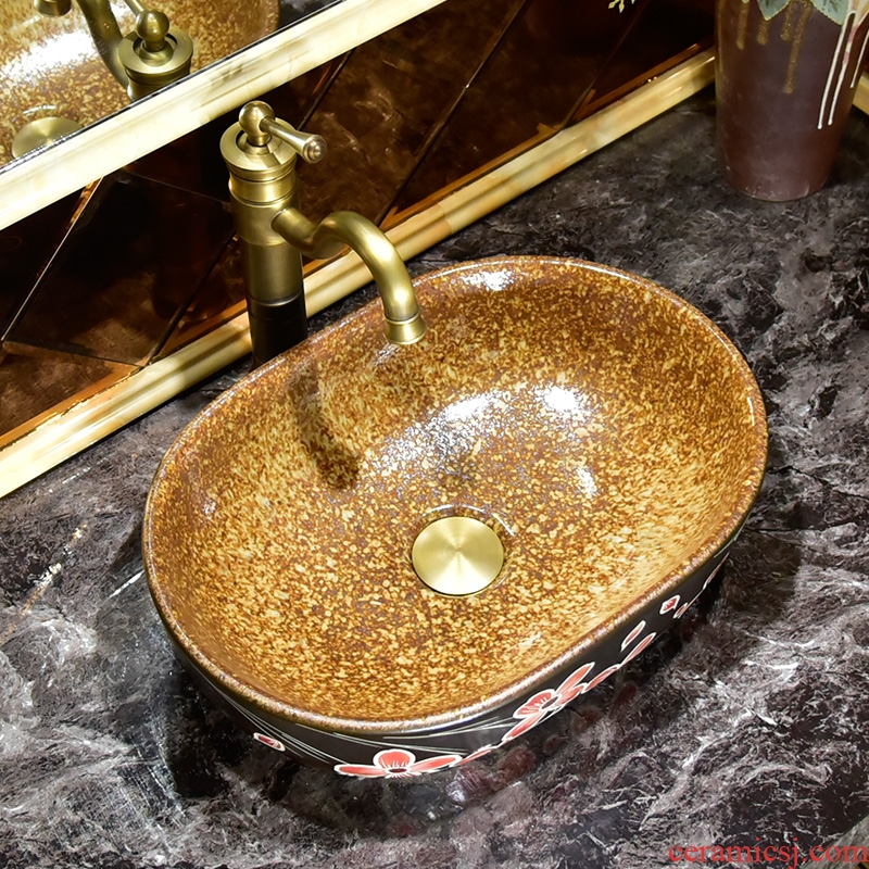 Retro art stage basin to jingdezhen ceramic sinks oval antique basin stage basin that wash a face to wash your hands