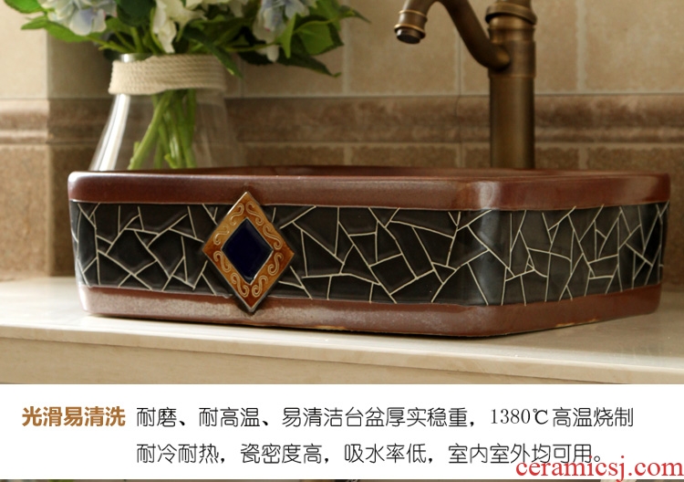 On the ceramic pot art rectangle bathroom sink basin to restore ancient ways of the basin that wash a face to wash to large size European style