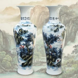 Modern Chinese jingdezhen ceramics vase color ink landscape of large sitting room hall household adornment furnishing articles