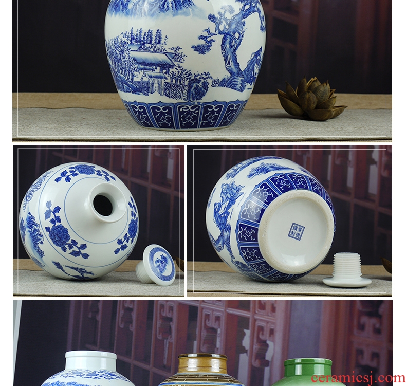 Jingdezhen ceramic jars 5 jins of 10 jins to ceramic bottle of liquor altar empty bottle sealed jar of wine jugs