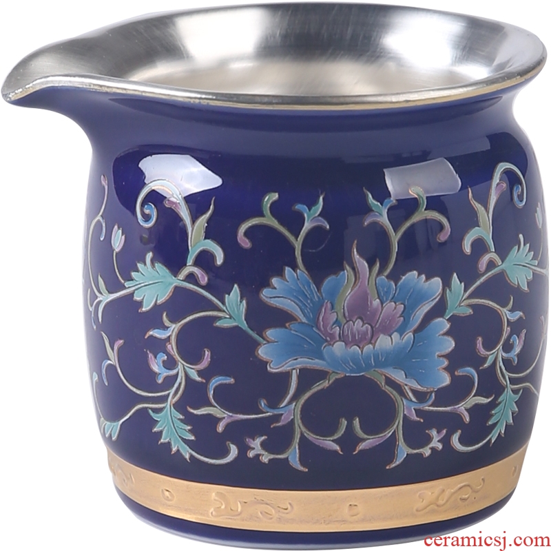 The Product of jingdezhen porcelain remit tasted silver gilding ji grilled blue flower fair keller pastel rolling line hand paint points of tea, tea sets