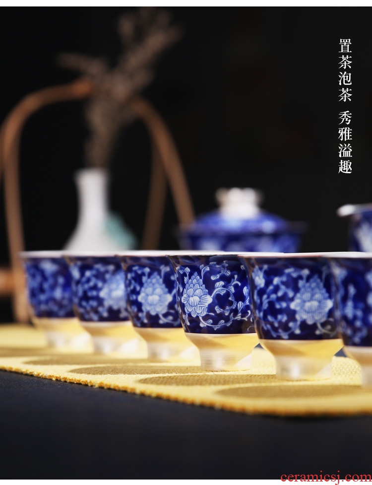 The Product of jingdezhen porcelain remit ji blue glaze tasted silver gilding ceramic cup warm hand cup sample tea cup individual CPU master CPU