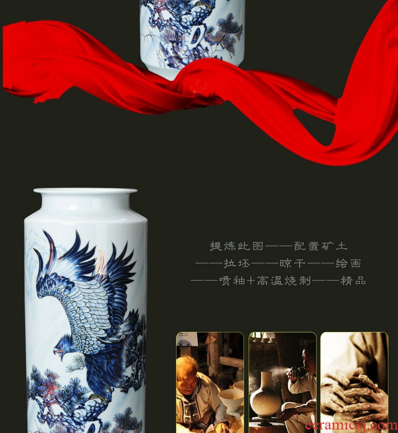 Blue and white see colour porcelain jingdezhen ceramics by hand unfolds the vase modern home furnishing articles