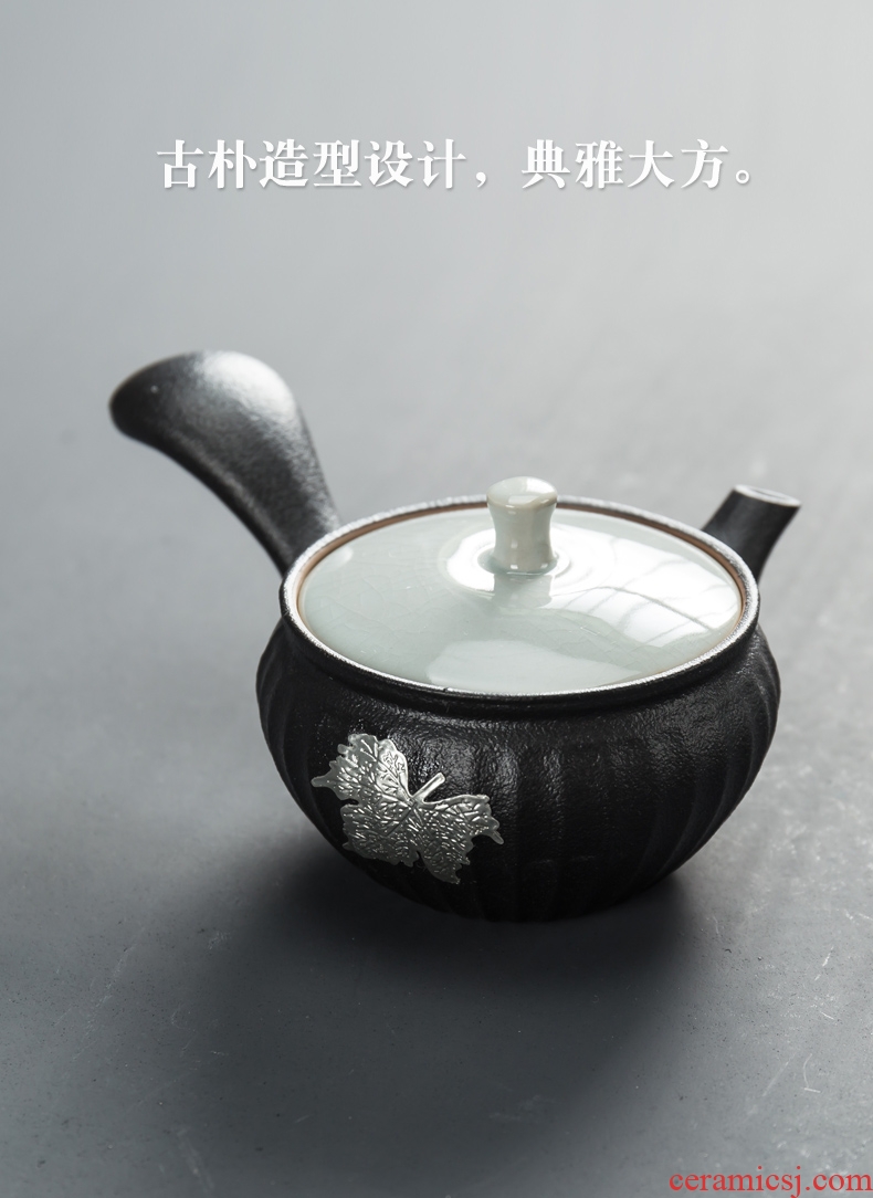 Black pottery xi shi teapot ceramic filter single pot teapot household kung fu tea set small Japanese contracted coarse TaoXi