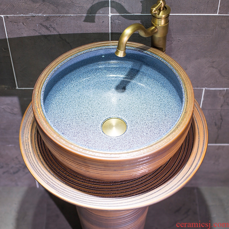 Pillar type toilet lavabo ceramics basin integrated industrial wind landing balcony toilet set the pool washing column basin