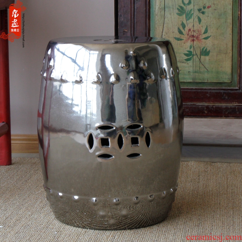 Jingdezhen gold/silver high temperature ceramic sitting room drum who household ceramic square/who floor furnishing articles
