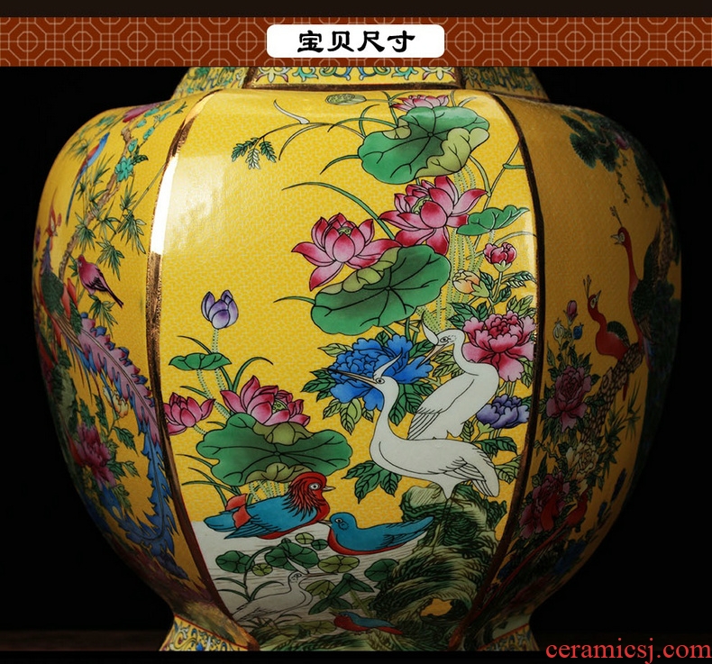 Jingdezhen ceramics vase archaize principal enamel pastel color six sides crafts decorative painting of flowers and collection