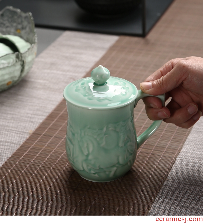 Passes on technique the up celadon office meeting personal ceramic tea cup with cover filter household gifts tea cups