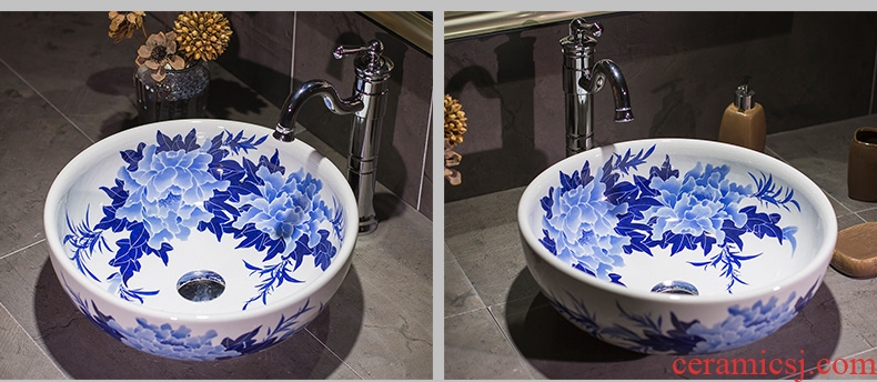 Jingdezhen basin of Chinese style on the blue and white porcelain ceramic lavatory basin of Chinese style small basin art circle in the sink