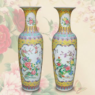 Classical Chinese style antique hand - made jingdezhen ceramics powder enamel of large vase hall opening gifts