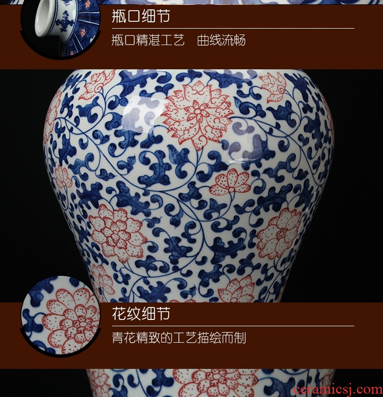 Jingdezhen blue and white youligong high - grade ceramic vases, antique hand - made porcelain lotus flower name plum bottle mesa adornment