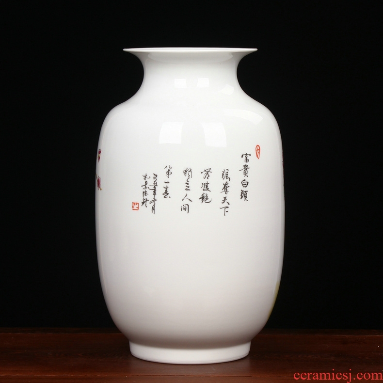 Modern Chinese jingdezhen ceramics powder enamel peony flowers and birds idea gourd vase household handicraft furnishing articles sitting room