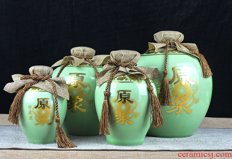 Jingdezhen ceramic bottle 1 catty 2 jins of 3 kg 5 jins of 10 jins jars sealed tank storage bottles of wine bottle is empty