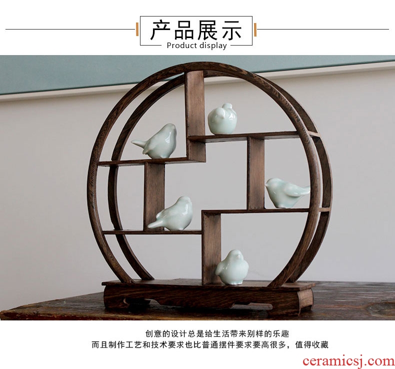 Jingdezhen ceramic manual shadow green ceramic, lovely mini ladybird furnishing articles study the desktop small ornament