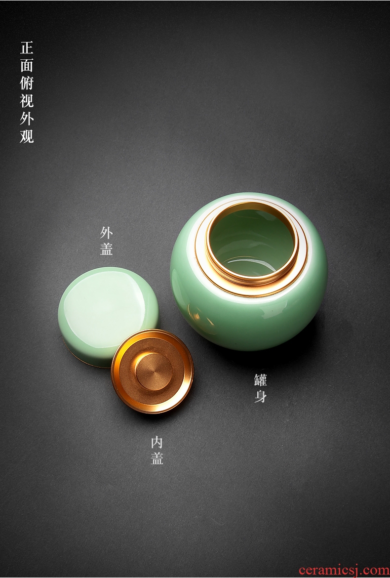 Longquan celadon caddy fixings ceramic seal POTS home tea pu - erh tea pot ceramic tea store POTS