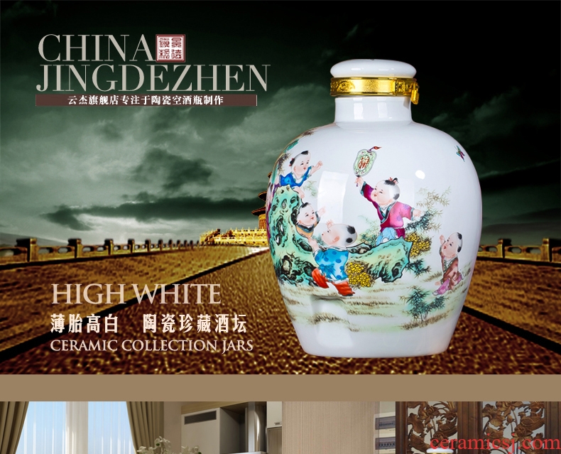 Jingdezhen ceramic jar 20 jins 30 jins 10 jins bottle barrels of wine bottle liquor jar of wine