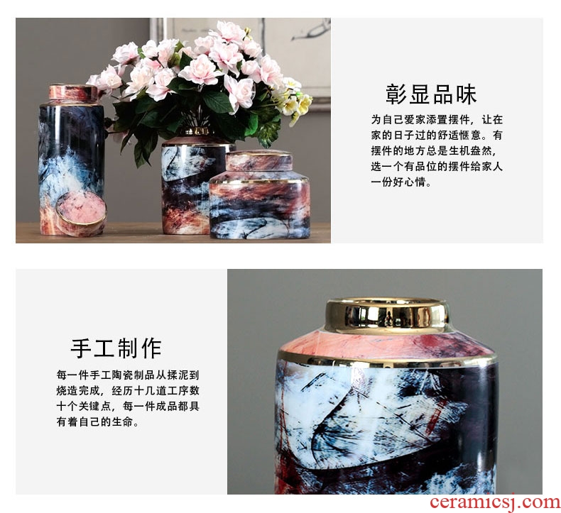 I and contracted American retro creative painting home TV ark, porch ceramic flower arranging soft adornment porcelain pot