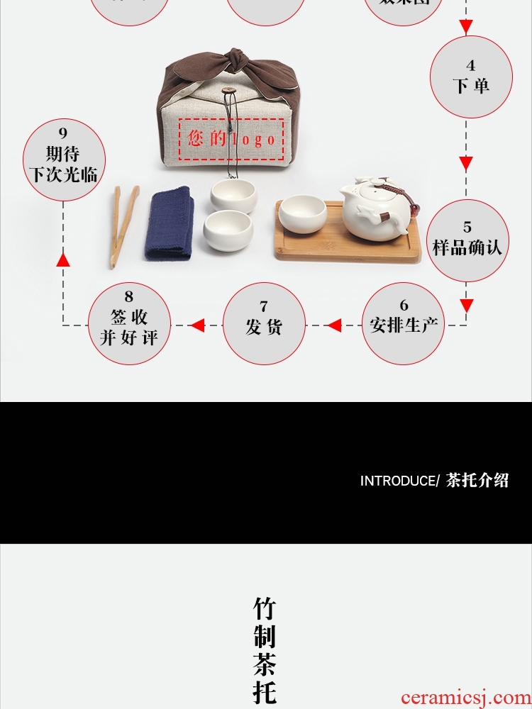 The Product of jingdezhen porcelain remit colored enamel tea sets travel carpet of portable is suing tea tea cloth