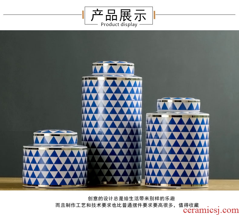 Jingdezhen porcelain pot vase sitting room between European example of new Chinese style household decorates porch creative drum furnishing articles