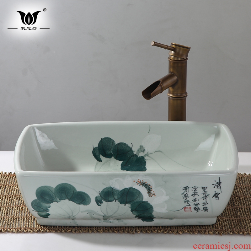 Jingdezhen ceramic wash basin stage basin basin fashion square toilet lavabo art basin of the basin that wash a face