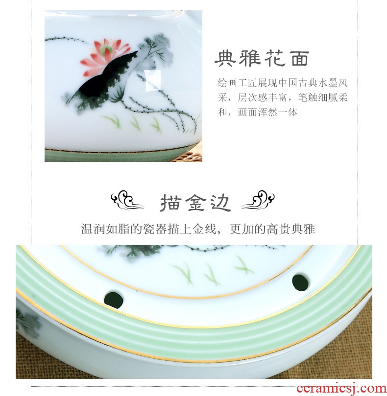Household ceramics white porcelain chaozhou chaozhou kungfu tea set suit GaiWanCha plate of I and contracted tea cups with the teapot