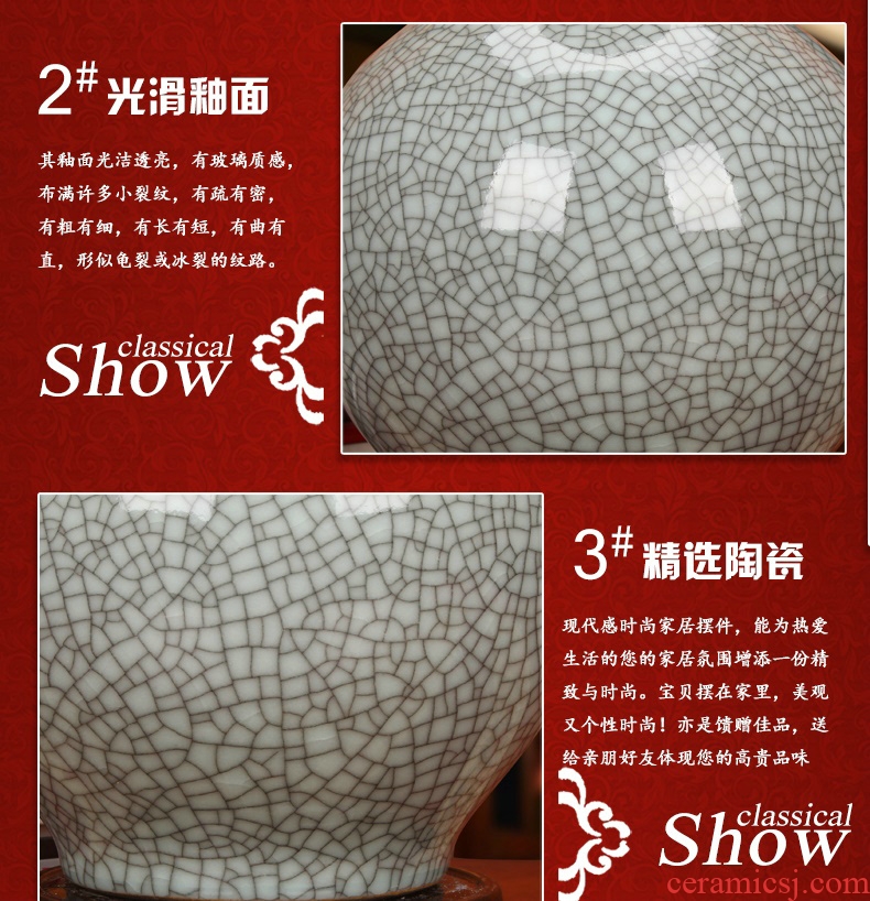 Chinese style of the ancients of jingdezhen ceramics up crack glaze vase modern classical household crafts decoration