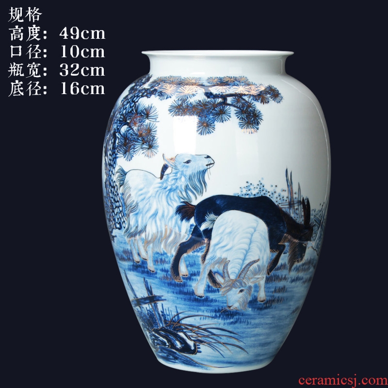 The see colour blue and white porcelain vase famous jingdezhen ceramics three Yang kaitai vase collection gifts crafts