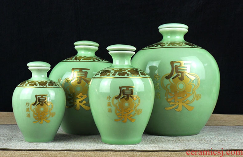 Jingdezhen ceramic bottle 1 catty 2 jins of 3 kg 5 jins of 10 jins jars sealed tank storage bottles of wine bottle is empty