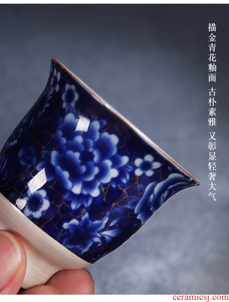 The Product of jingdezhen porcelain remit ji blue glaze tasted silver gilding ceramic cup warm hand cup sample tea cup individual CPU master CPU