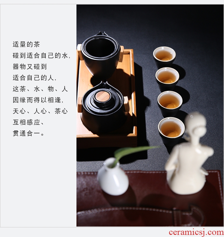 The Product porcelain sink "street" on the pot of business travel ceramic tea set four cups crack cup to carry a pot of tea tray