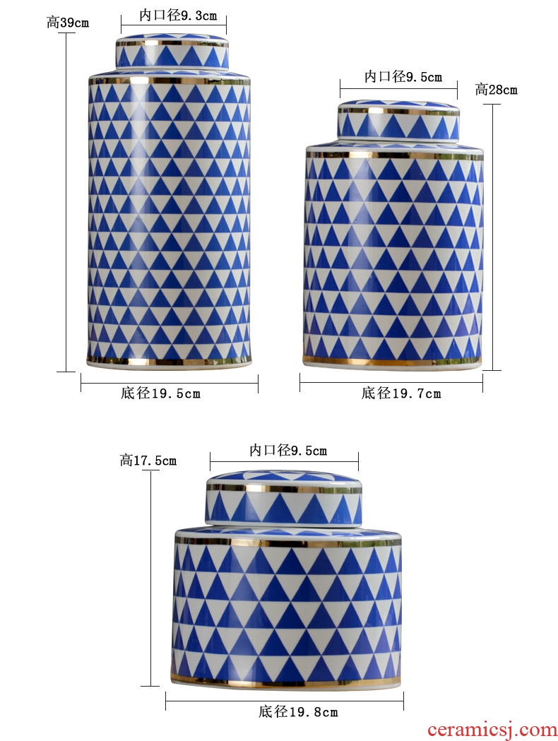 Jingdezhen porcelain pot vase sitting room between European example of new Chinese style household decorates porch creative drum furnishing articles