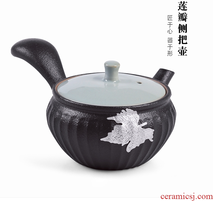 The Product porcelain sink black ceramic teapot side set the lid bowl of coarse pottery Japanese portable tin zen wind restoring ancient ways is kung fu tea set