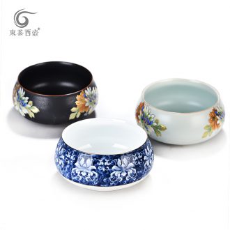 East west tea pot of ceramic building glass bowl washing handless small tea pot water jar tea urn manual pick flowers gold tea wash to medium