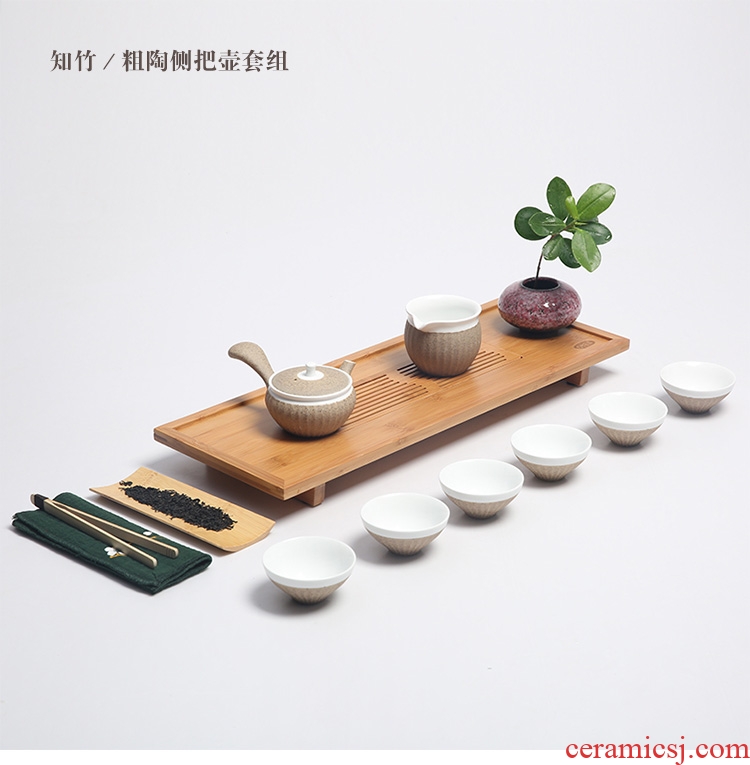 Porcelain sink know bamboo tea tray tea set suit visitor teahouse that occupy the home of a complete set of ceramic kung fu tea tea