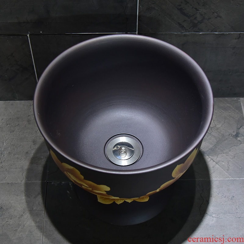 Jingdezhen ceramic golden peony mop pool home antique art restoring ancient ways is the balcony toilet easy mop pool