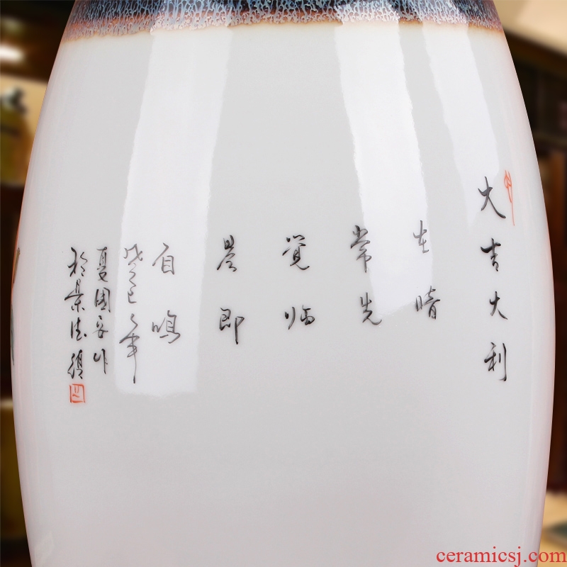 Xia Guoan vase high - grade hand - made works of jingdezhen ceramics powder enamel color glazed chicken prosperous new vase