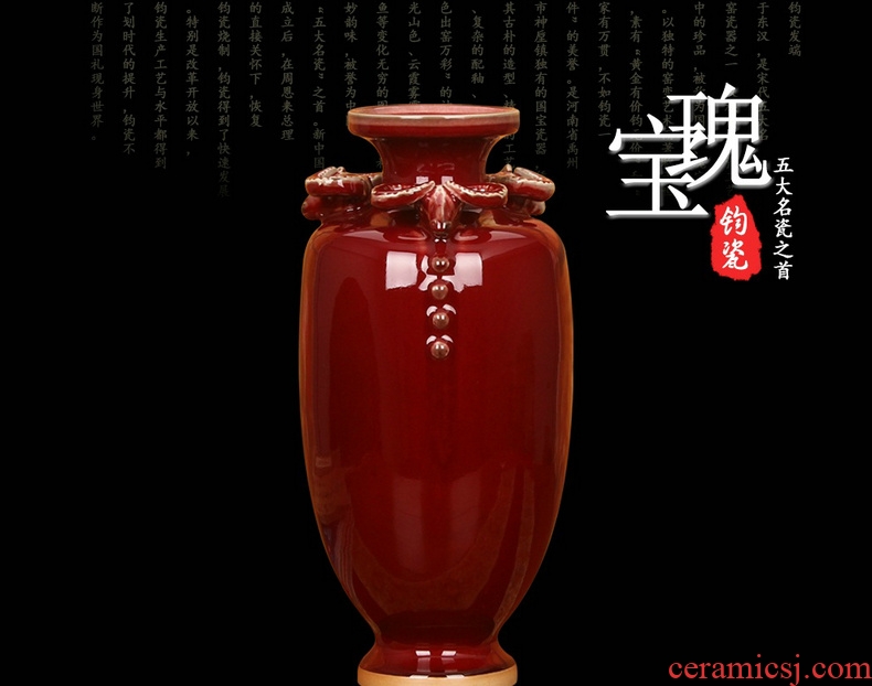 Jingdezhen ceramic vase three sheep statute of archaize of jun porcelain up lang offering red vase modern Chinese style decoration furnishing articles