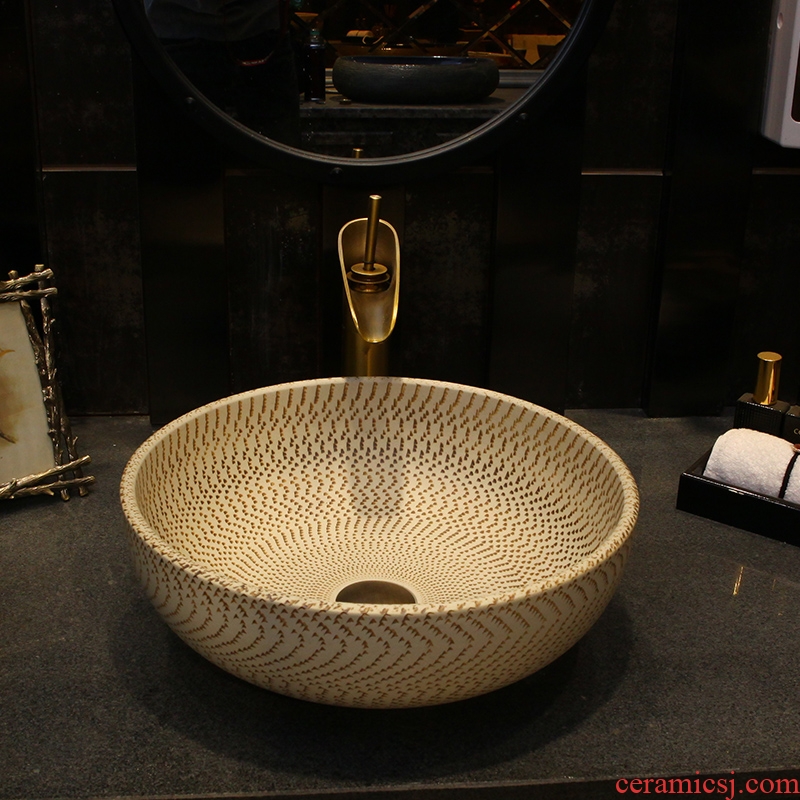 Creative archaize ceramic lavatory, square, oval sink basin on the basin that wash a face big American household toilet