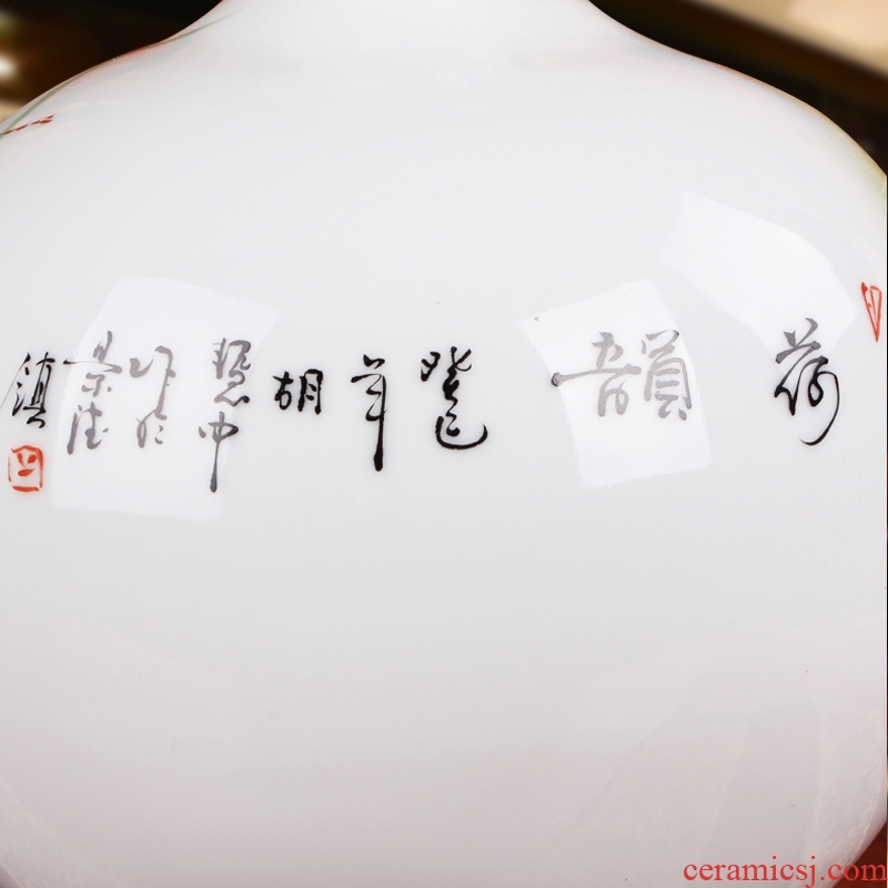 Famous works of hu, jingdezhen ceramics vase upscale gift hand famille rose porcelain lotus tree