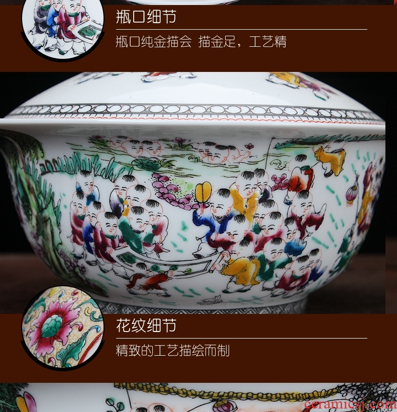 Jingdezhen ceramics vase high - grade hand - made pastel the ancient philosophers figure small tureen imitation Ming and the qing dynasties classical arts and crafts