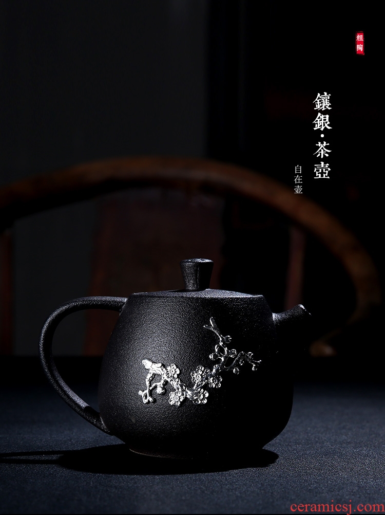 The Product porcelain sink coarse pottery ease pot with silver checking silver ceramic teapot tea gift kung fu tea