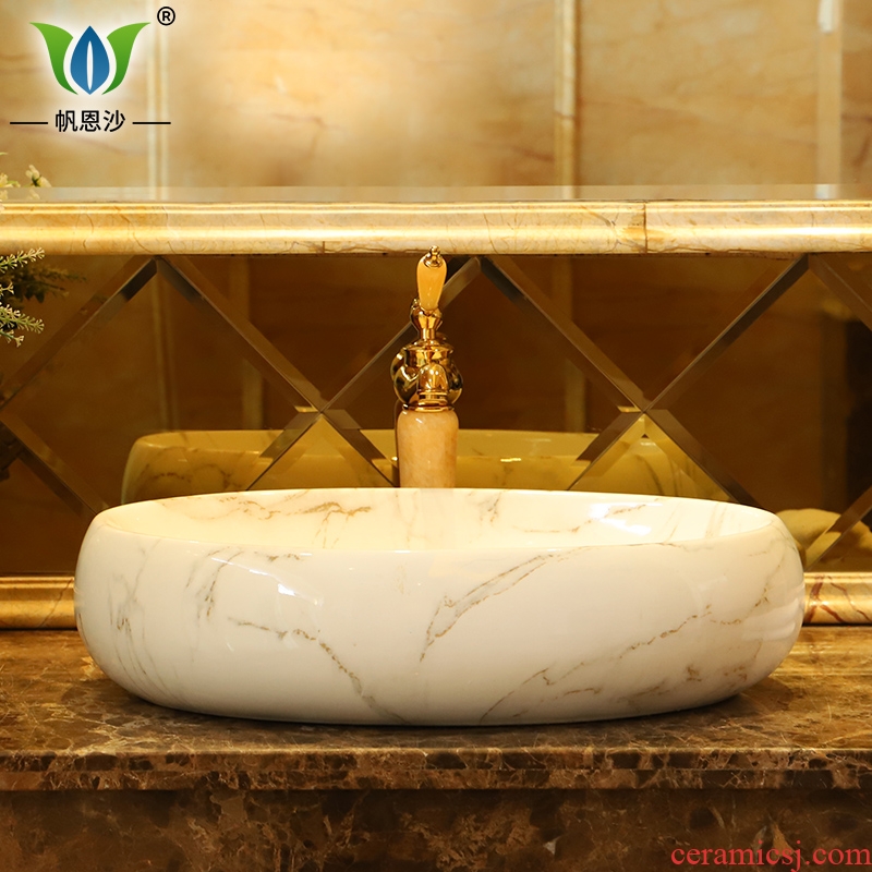 European stage basin sink ceramic imitation of Chinese white marble sinks European household hotel for wash gargle