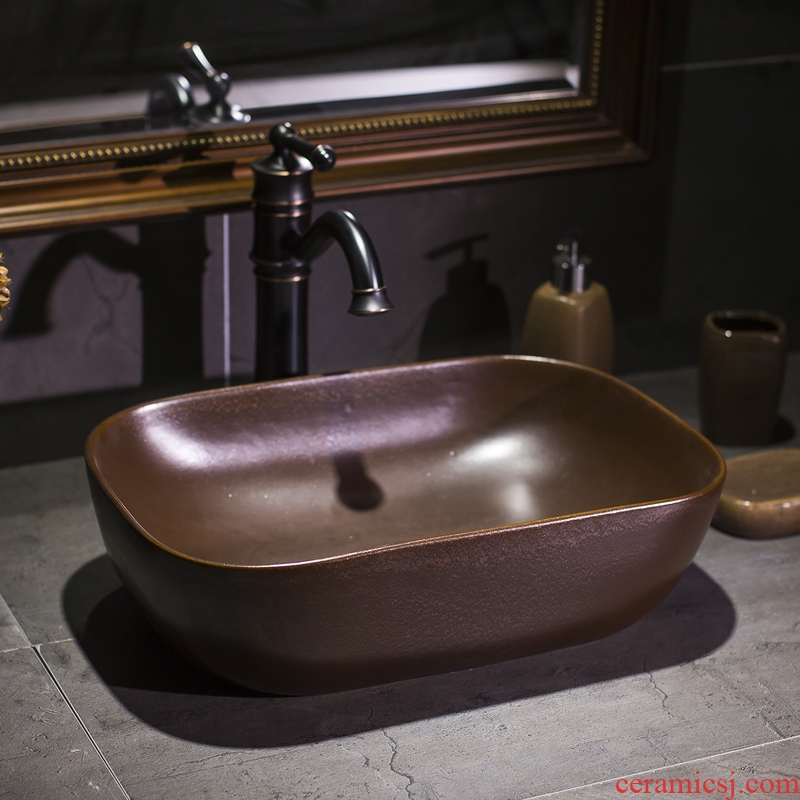Jingdezhen brown metal glaze stage basin art square toilet lavatory ceramic lavabo household
